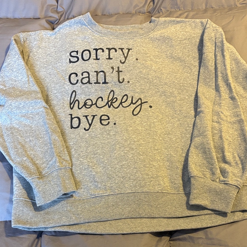 Gray Women's Sweater with Text Print